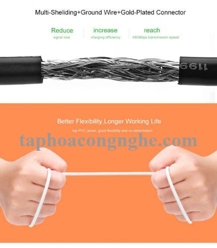 Ugreen 10851 3M màu Trắng Cáp sạc truyền dữ liệu USB 2.0 sang MICRO USB lõi đồng US125 30010851